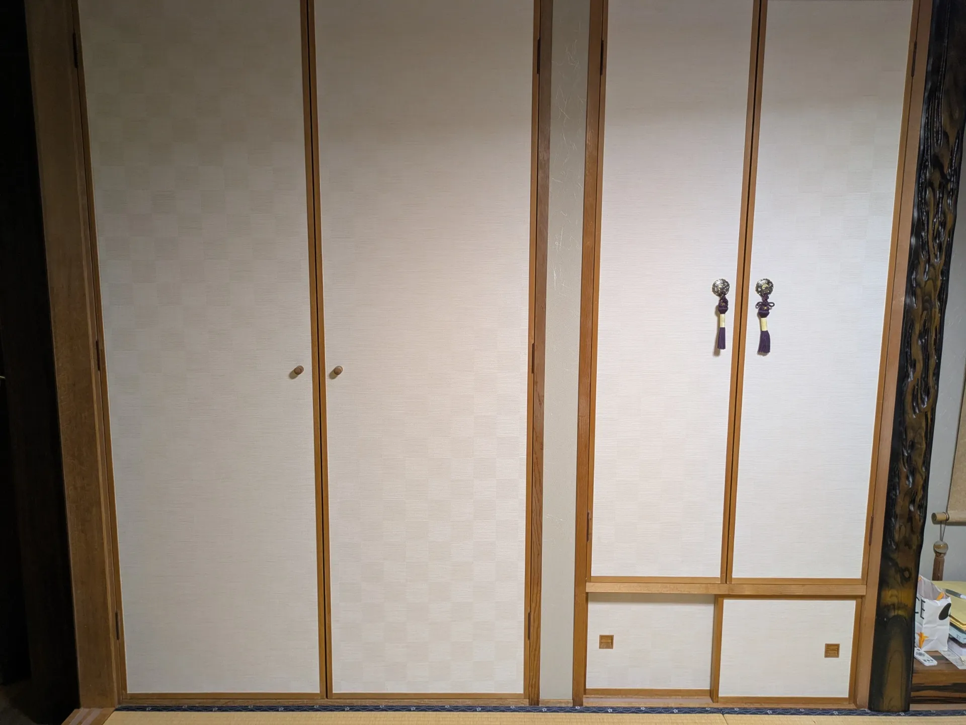 襖の貼替とバーチカルブラインドの取付